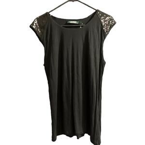 Ralph Lauren LRL Womens Size XL Black Beaded Shoulder Sleeveless Tank Shirt